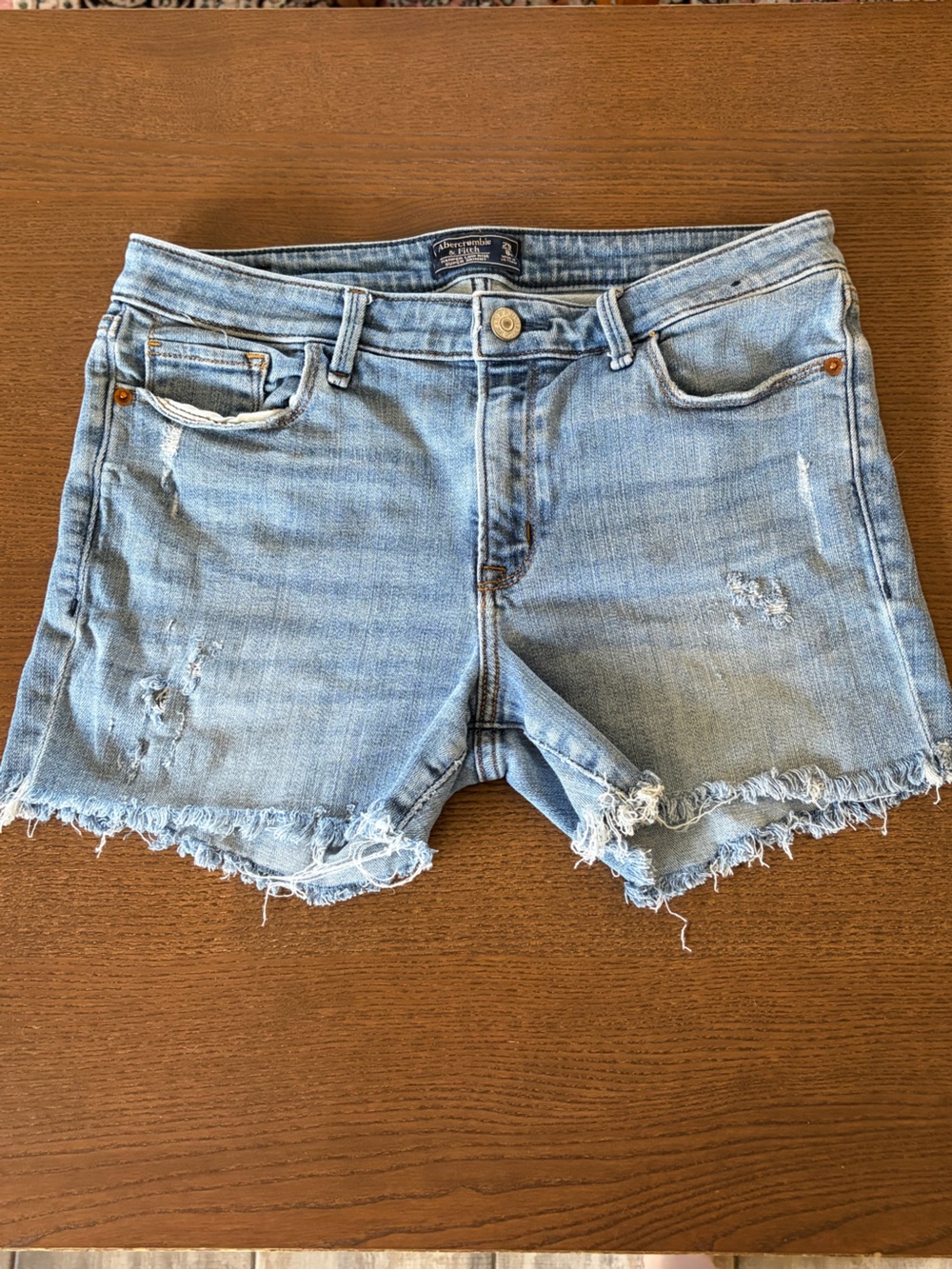 Abercrombie & Fitch Light Blue Distressed Cutoff Jean Shorts